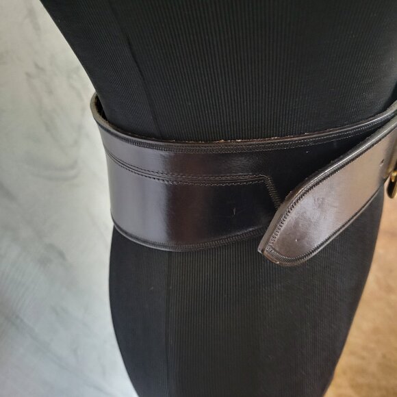 Women\'s Vintage Cinch Black Leather Belt Italian Designer Brand Linea Pelle Sz S main image 7